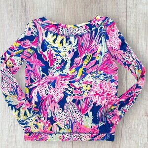 LILLY PULITZER Sunken Treasure JoJo Pullover Long Sleeve Boat Neck Stretch Top S